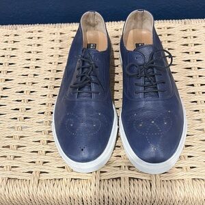 Men's Navy Leather Shoes Fratelli Rossetti
